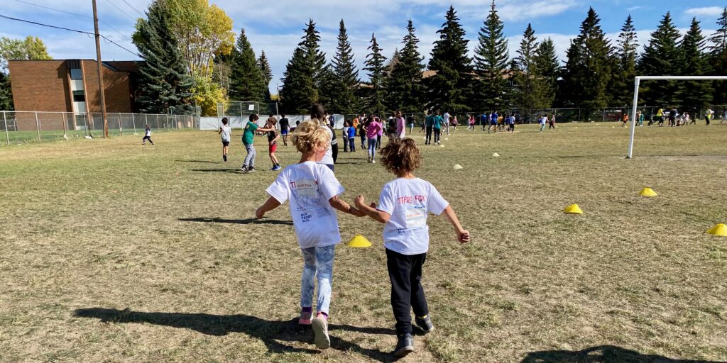 Kids running at the Terry Fox School Run in 2023