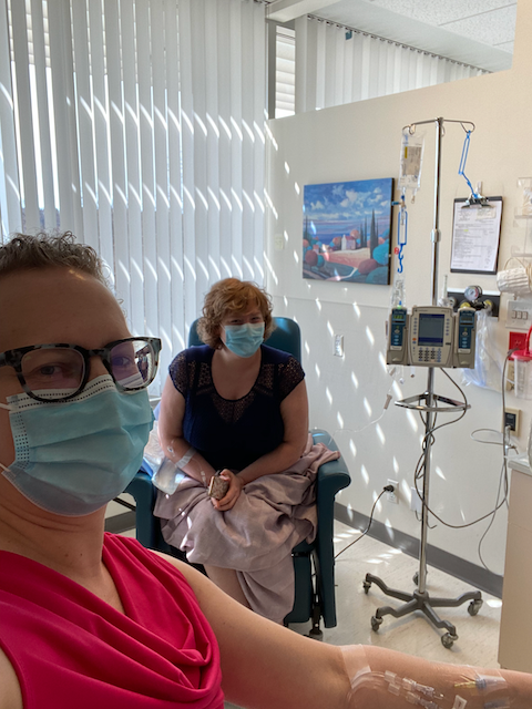 Natalie and Robin getting simultaneous treatments.